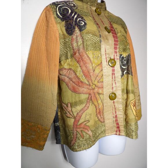 Flashback Cardigan Blazer Small Artsy Patchwork Quilted Peasant Vtg - Picture 6 of 14